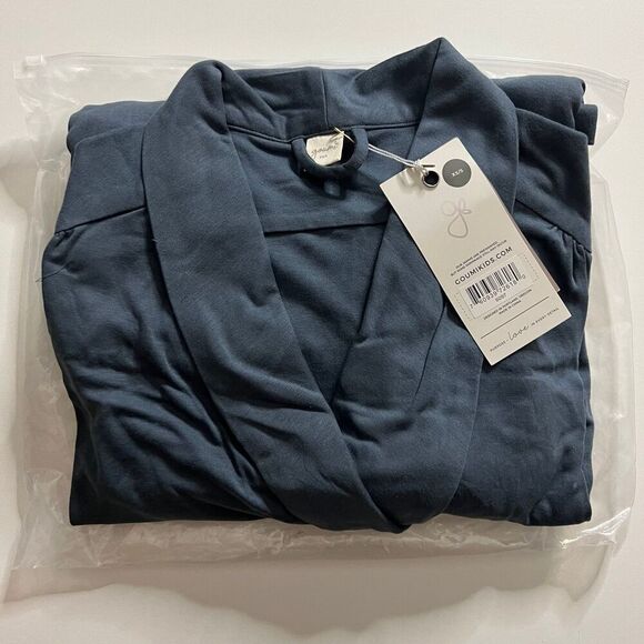 NWT Goumi Kids Mom Midnight Robe XS/S Bamboo Organic Cotton Blue Pockets - Picture 2 of 3
